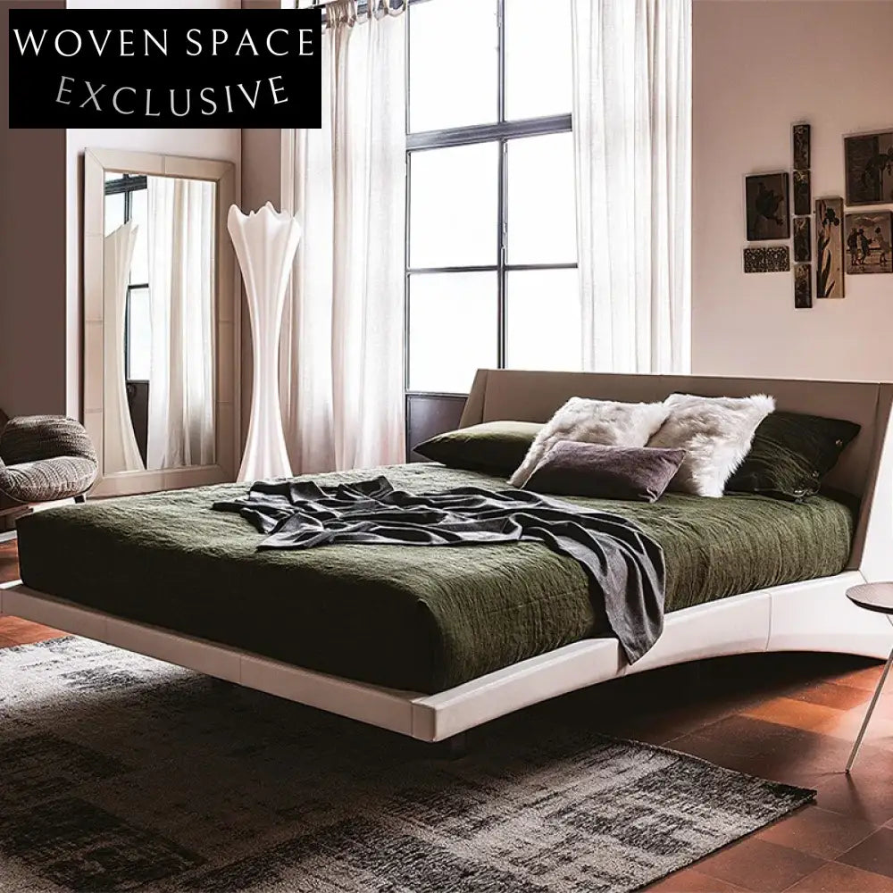 Luxurious Modern Leather Soft Bed Frame with Designer King Size Comfort