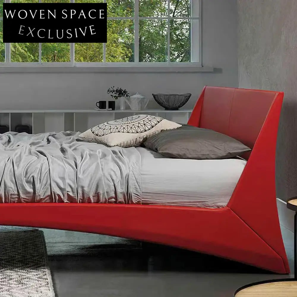 Luxurious Modern Leather Soft Bed Frame with Designer King Size Comfort