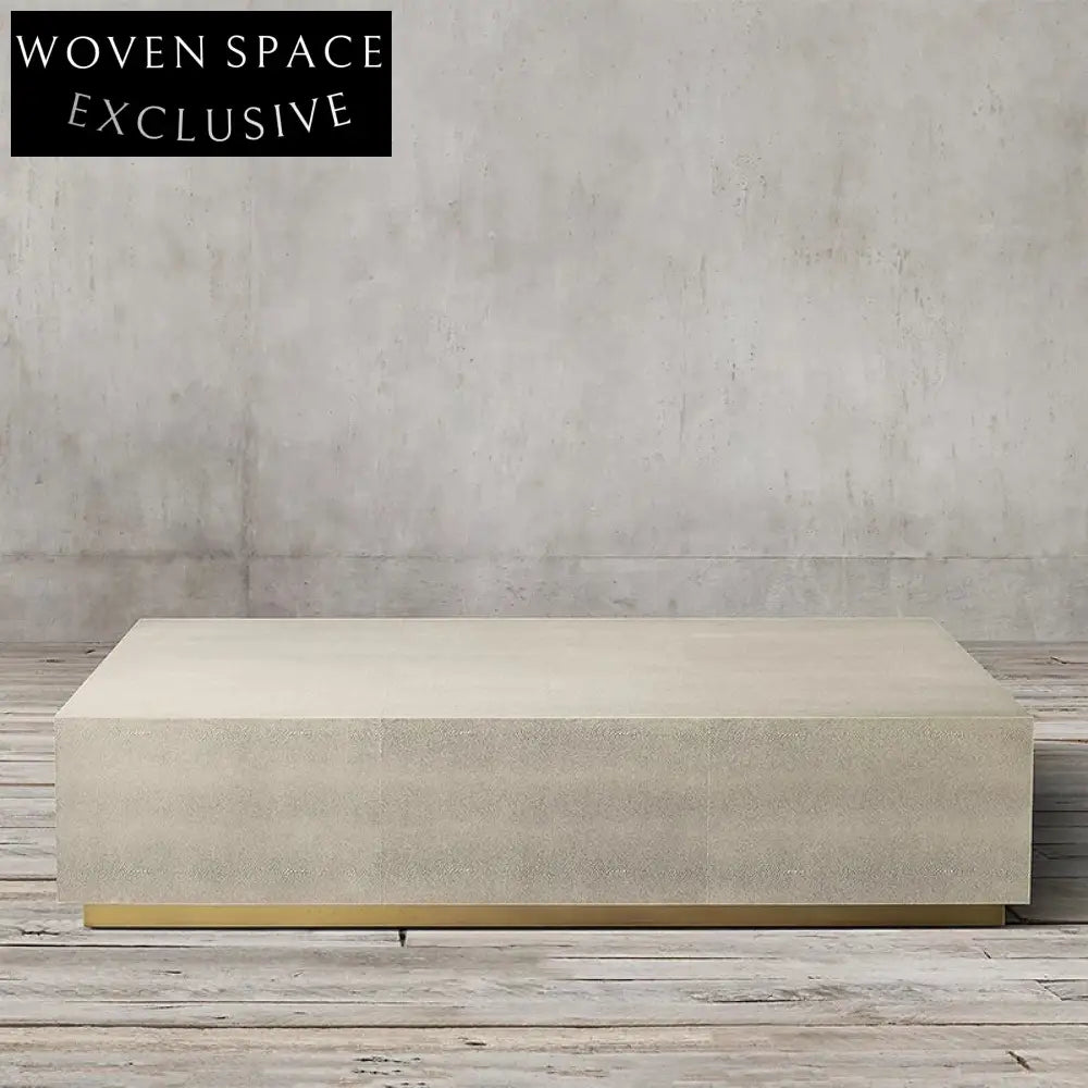 Luxurious Modern Leather Top Wood Frame Living Room Center Coffee Table