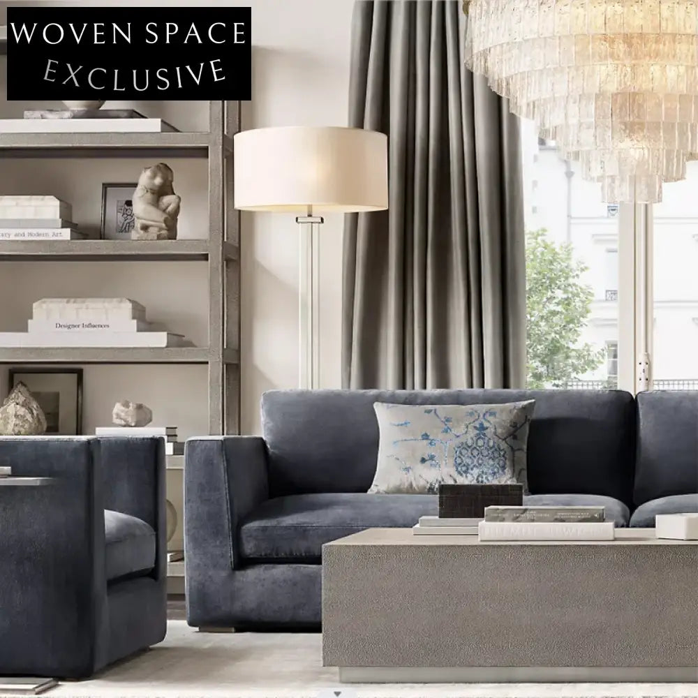 Luxurious Modern Leather Top Wood Frame Living Room Center Coffee Table