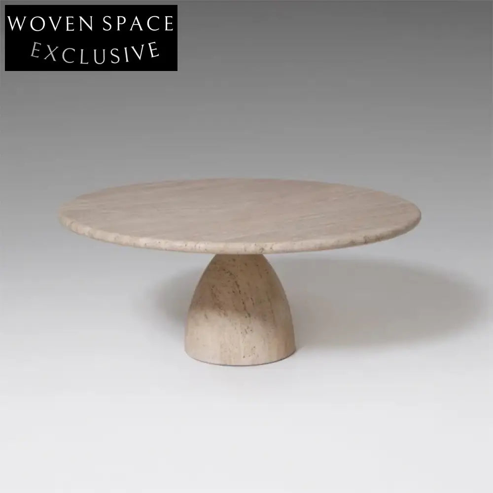 Luxurious Modern Natural Travertine Marble Top Round Living Room Coffee Table