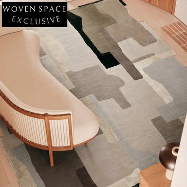 Luxurious Modern Retro French Handmade Polyester Area Rug - High-End Geometric Design