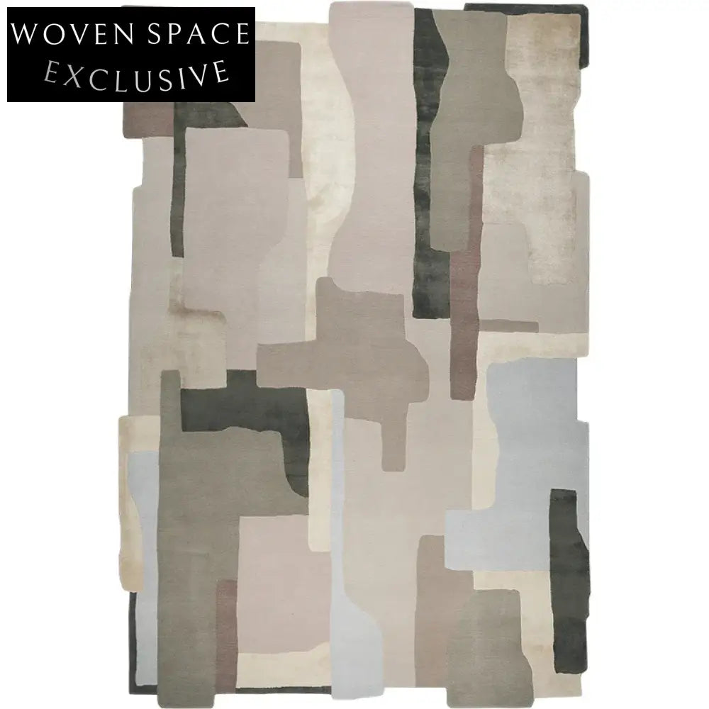 Luxurious Modern Retro French Handmade Polyester Area Rug - High-End Geometric Design