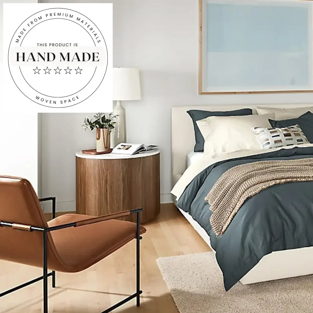 Luxurious Modern Solid Wood and Marble Top Side Table