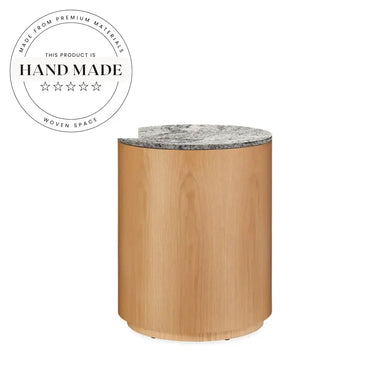 Luxurious Modern Solid Wood and Marble Top Side Table