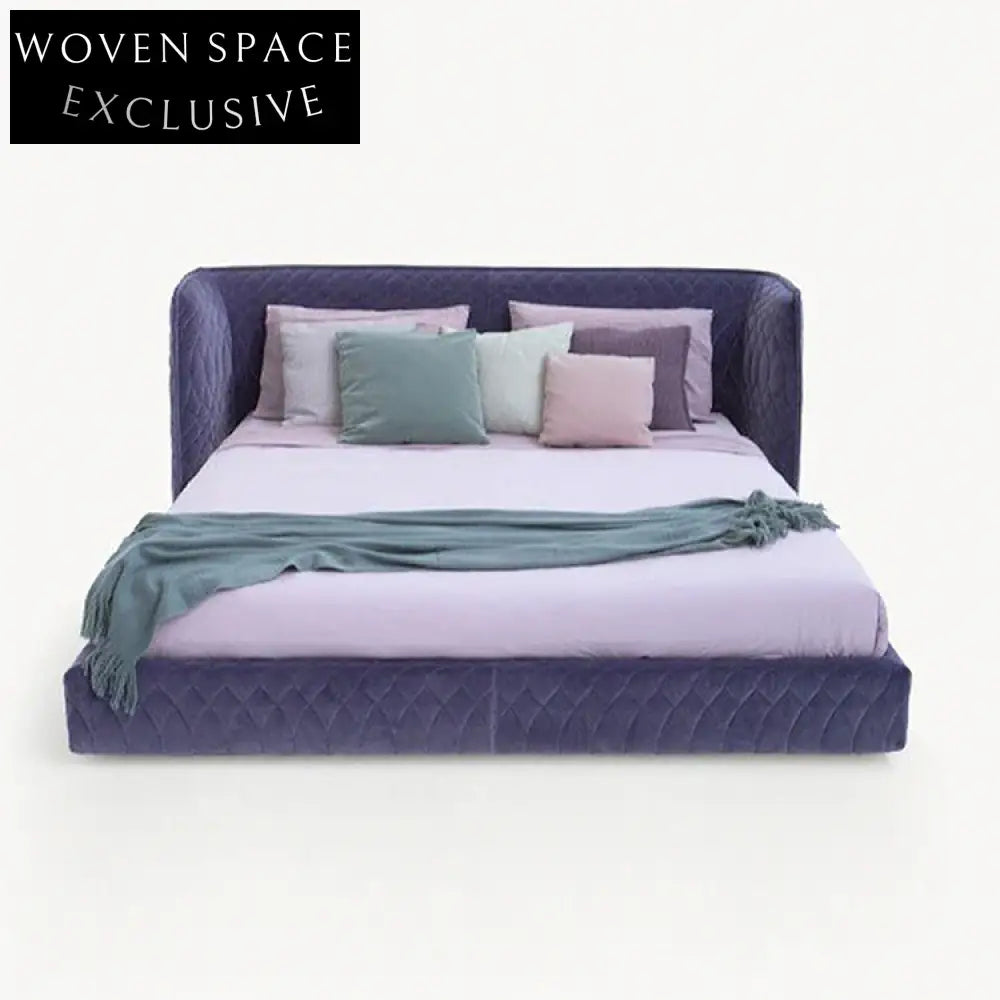 Luxurious Modern Velvet Fabric Upholstered Wooden Bed Frame for Bedroom