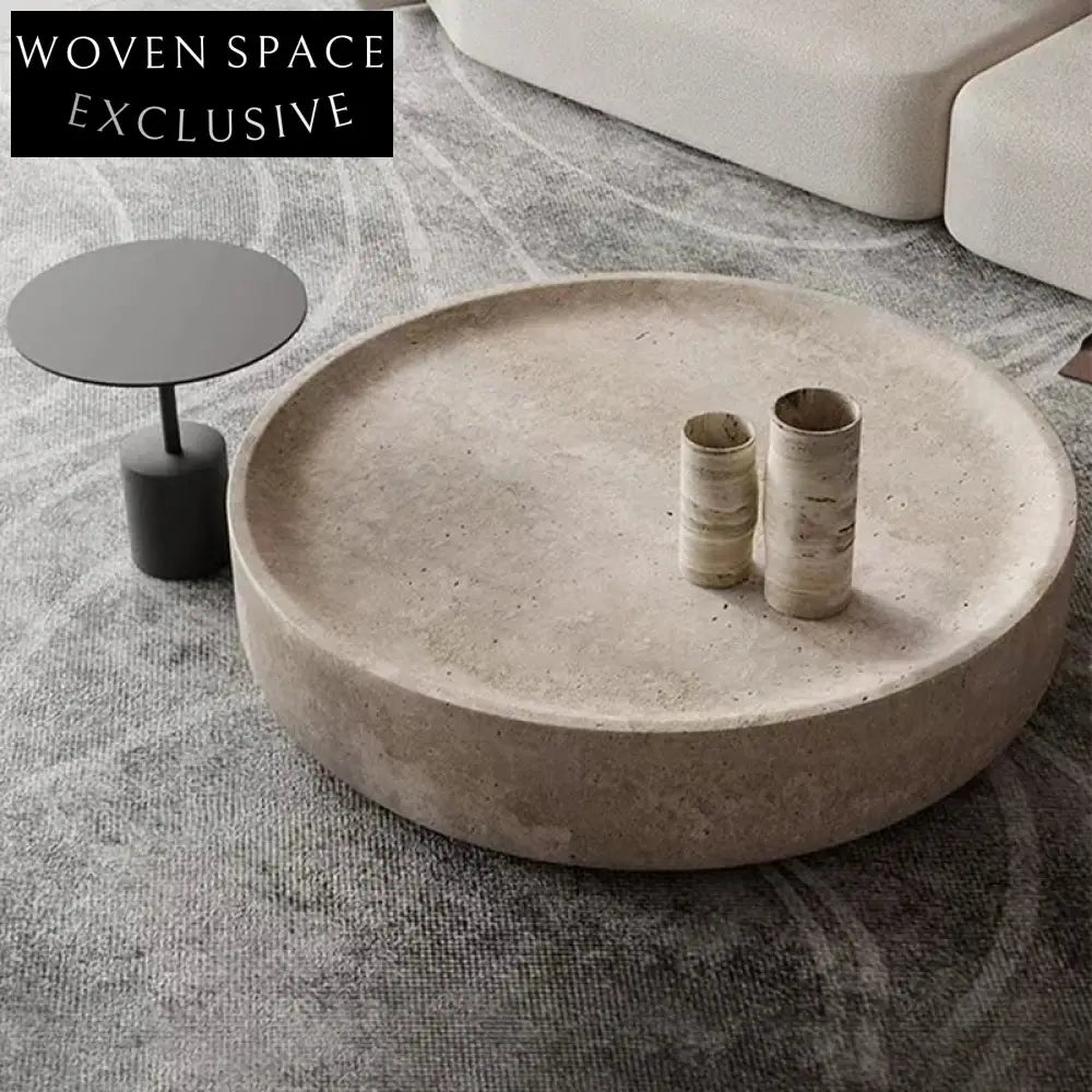 Luxurious Natural Marble Round Travertine Coffee Table for Modern Living Room