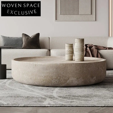 Luxurious Natural Marble Round Travertine Coffee Table for Modern Living Room
