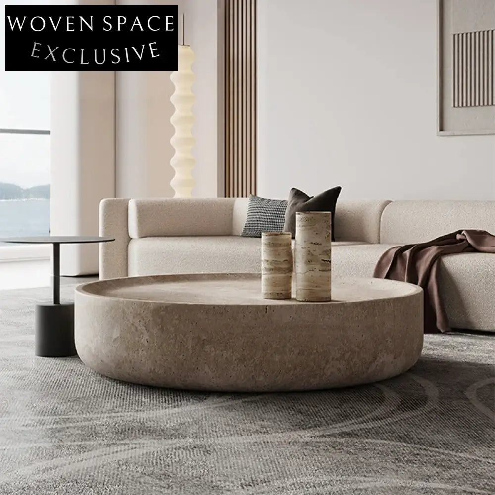 Luxurious Natural Marble Round Travertine Coffee Table for Modern Living Room