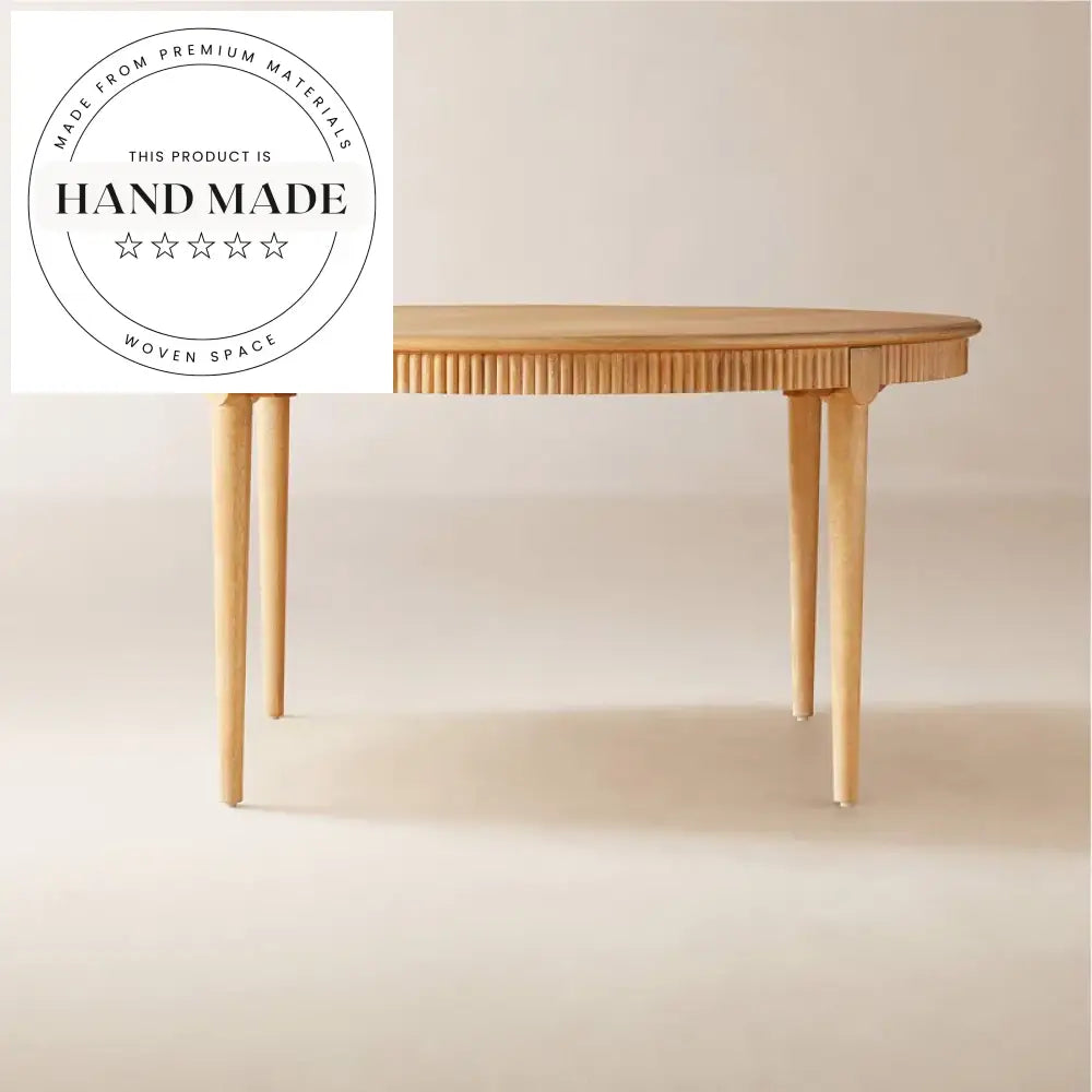 Luxurious Natural Oak Solid Wood 6-Seater Carved Outdoor Dining Table