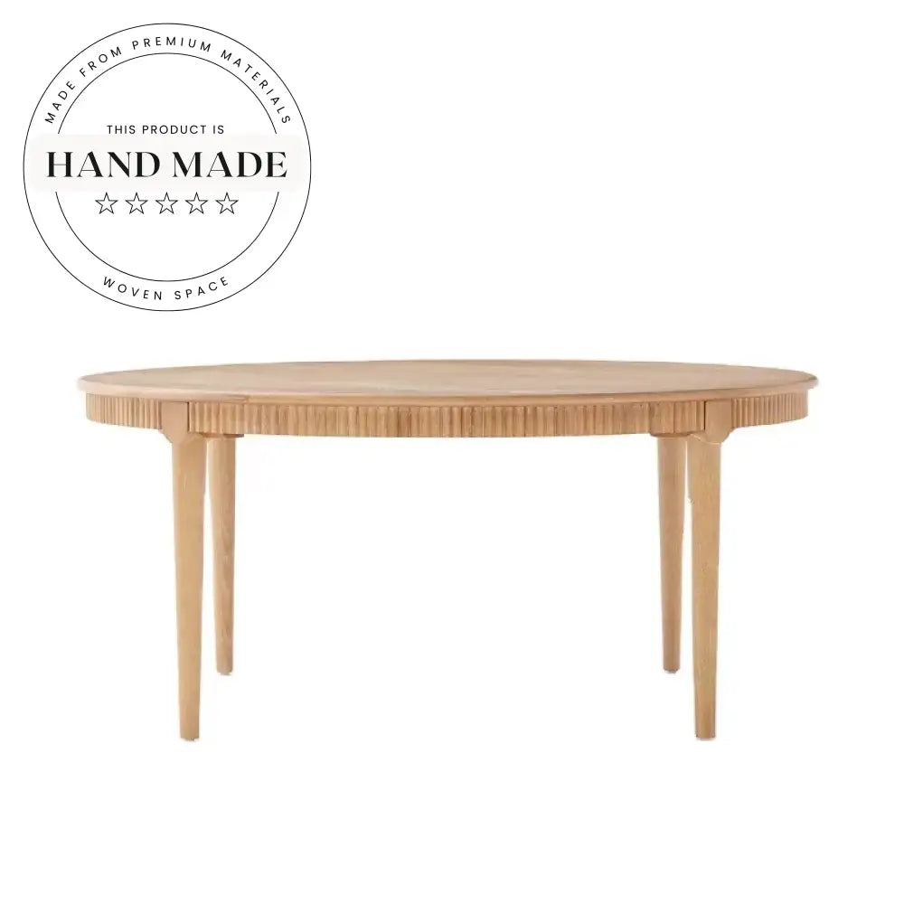 Luxurious Natural Oak Solid Wood 6-Seater Carved Outdoor Dining Table