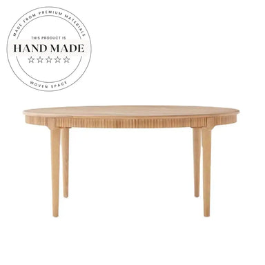 Luxurious Natural Oak Solid Wood 6-Seater Carved Outdoor Dining Table