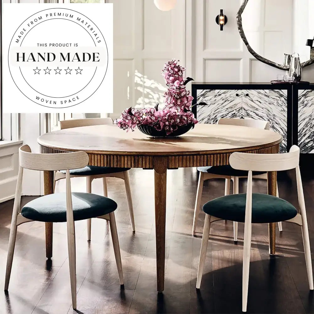 Luxurious Natural Oak Solid Wood 6-Seater Carved Outdoor Dining Table