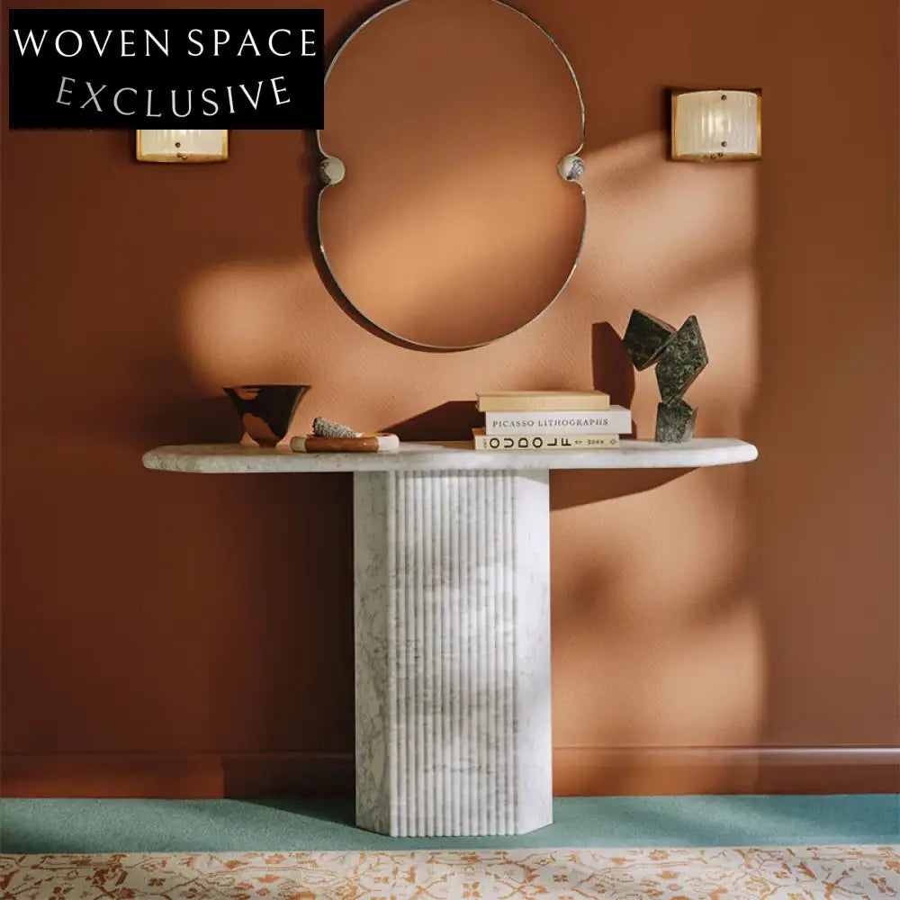 Luxurious Natural Travertine Stone Console Table for Modern Living Room Entryway