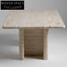 Luxurious Natural Travertine Wooden Frame Square Marble Coffee Table for Modern Spaces