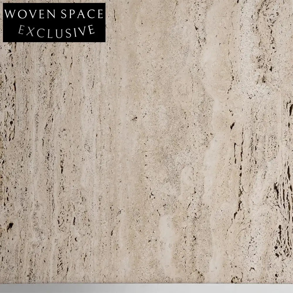 Luxurious Natural Travertine Wooden Frame Square Marble Coffee Table for Modern Spaces