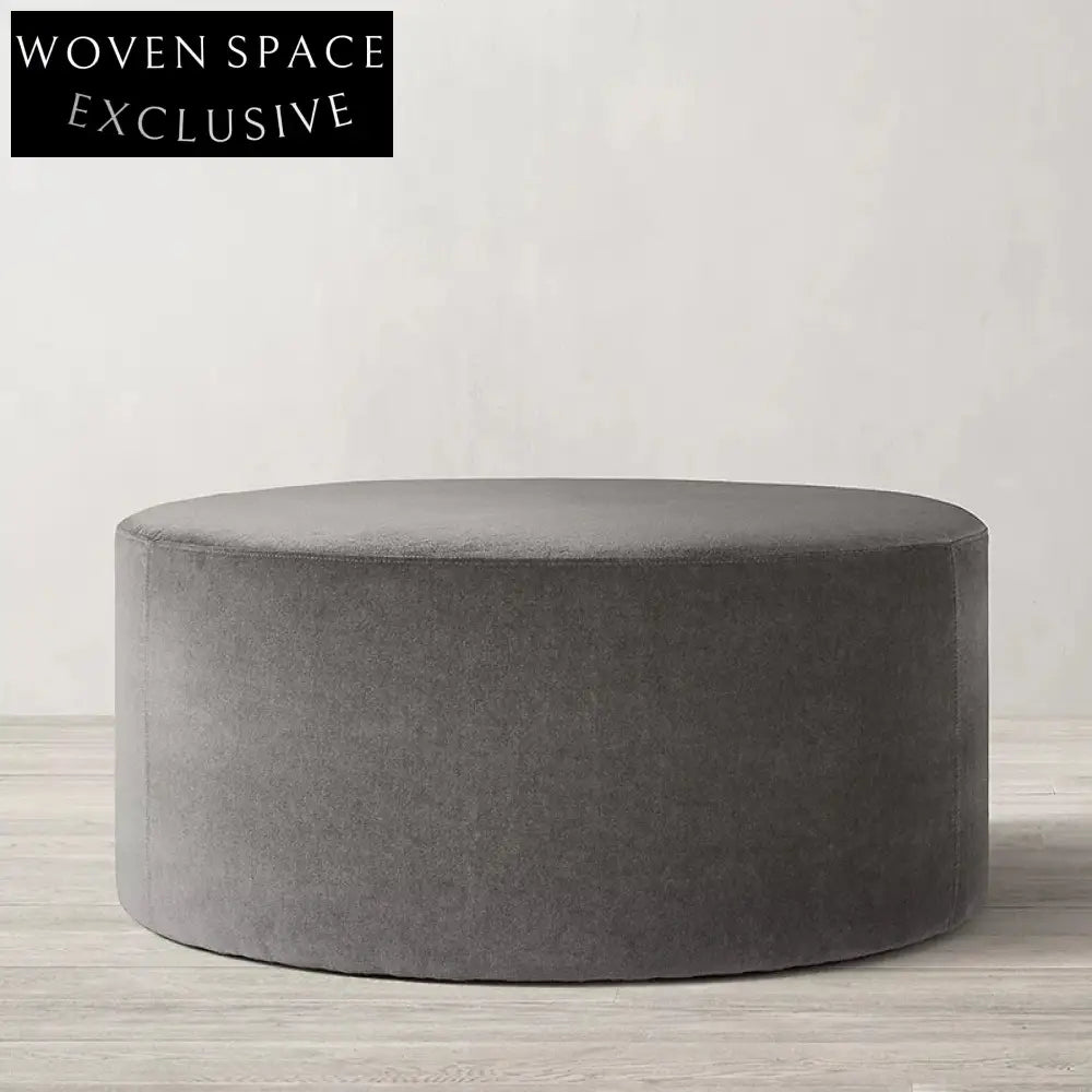 Luxurious Nordic Boucle Fabric Round Ottoman Chair Modern Living Room Accent Stool