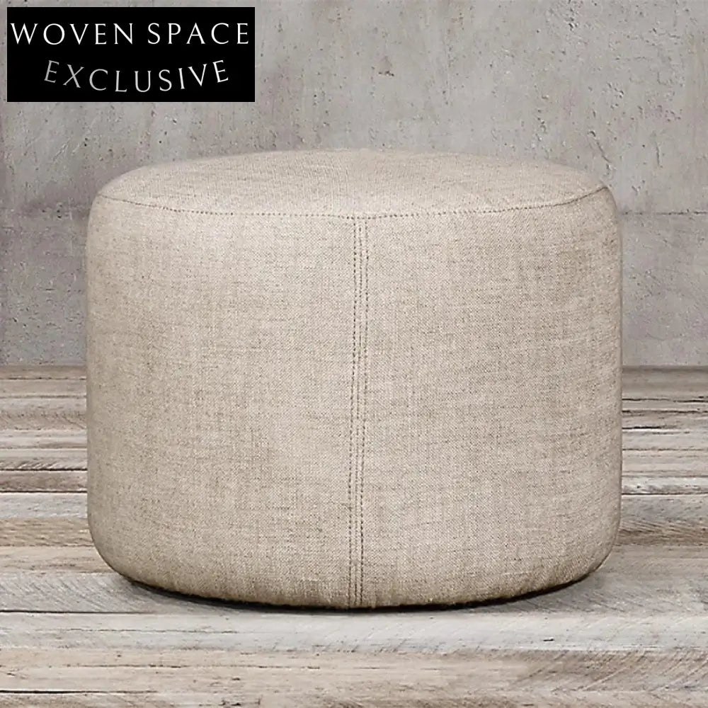 Luxurious Nordic Boucle Fabric Round Ottoman Chair Modern Living Room Accent Stool