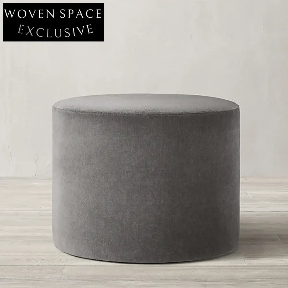 Luxurious Nordic Boucle Fabric Round Ottoman Chair Modern Living Room Accent Stool