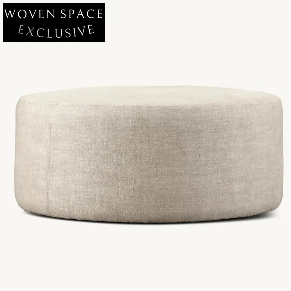 Luxurious Nordic Boucle Fabric Round Ottoman Chair Modern Living Room Accent Stool