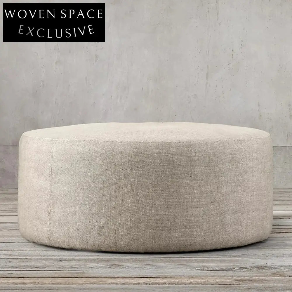 Luxurious Nordic Boucle Fabric Round Ottoman Chair Modern Living Room Accent Stool