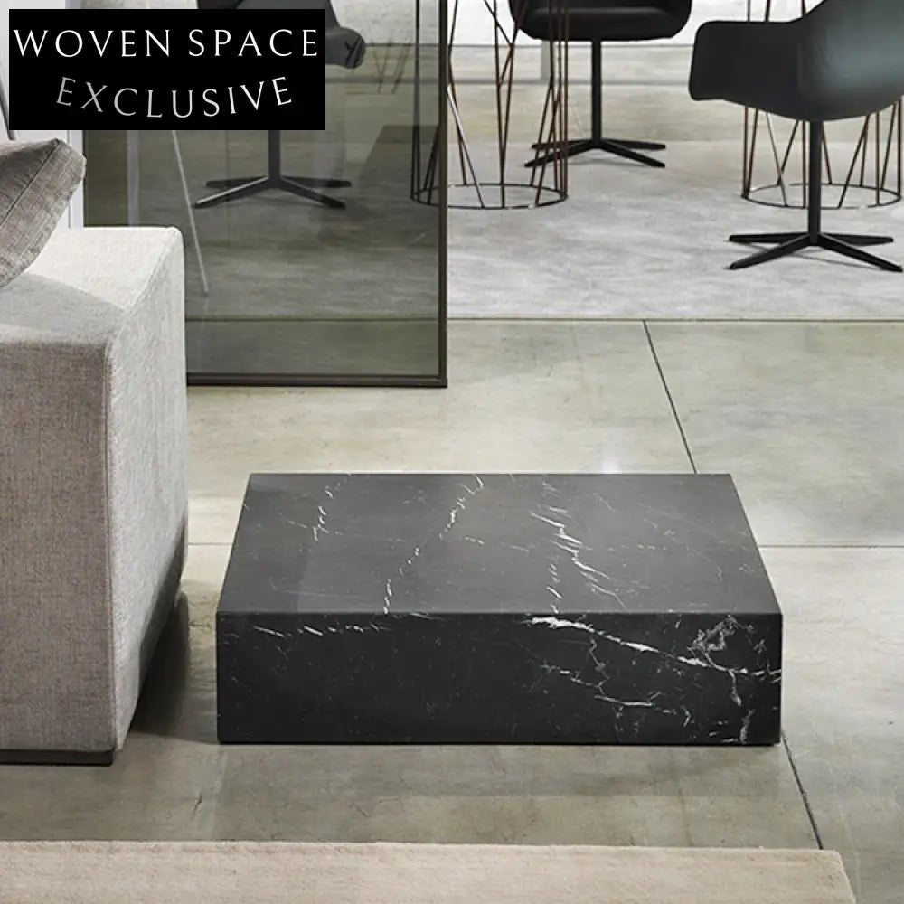 Luxurious Nordic Minimalist Square Marble Stainless Steel Living Room Coffee Table