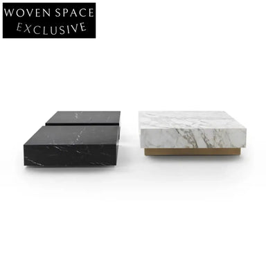 Luxurious Nordic Minimalist Square Marble Stainless Steel Living Room Coffee Table
