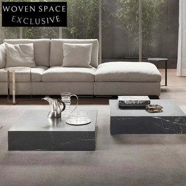 Luxurious Nordic Minimalist Square Marble Stainless Steel Living Room Coffee Table