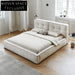 Luxurious Nordic Modern Soft Upholstered Bed Frame with High Headboard