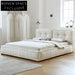 Luxurious Nordic Modern Soft Upholstered Bed Frame with High Headboard