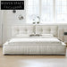 Luxurious Nordic Modern Soft Upholstered Bed Frame with High Headboard