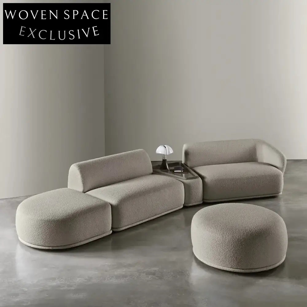 Luxurious Nordic Modular Sectional Sofa, Plush Teddy Fabric, Customizable Design, Living Room Couch