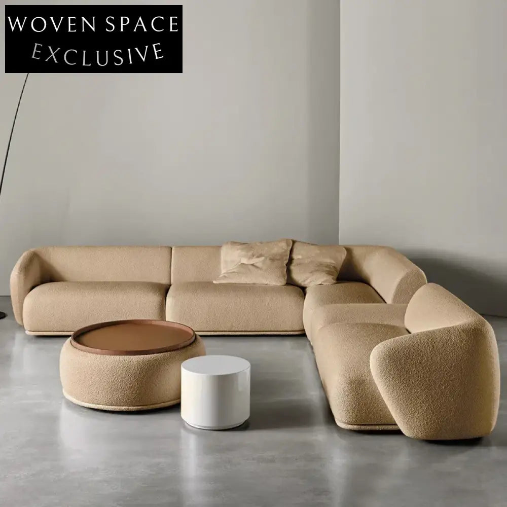 Luxurious Nordic Modular Sectional Sofa, Plush Teddy Fabric, Customizable Design, Living Room Couch