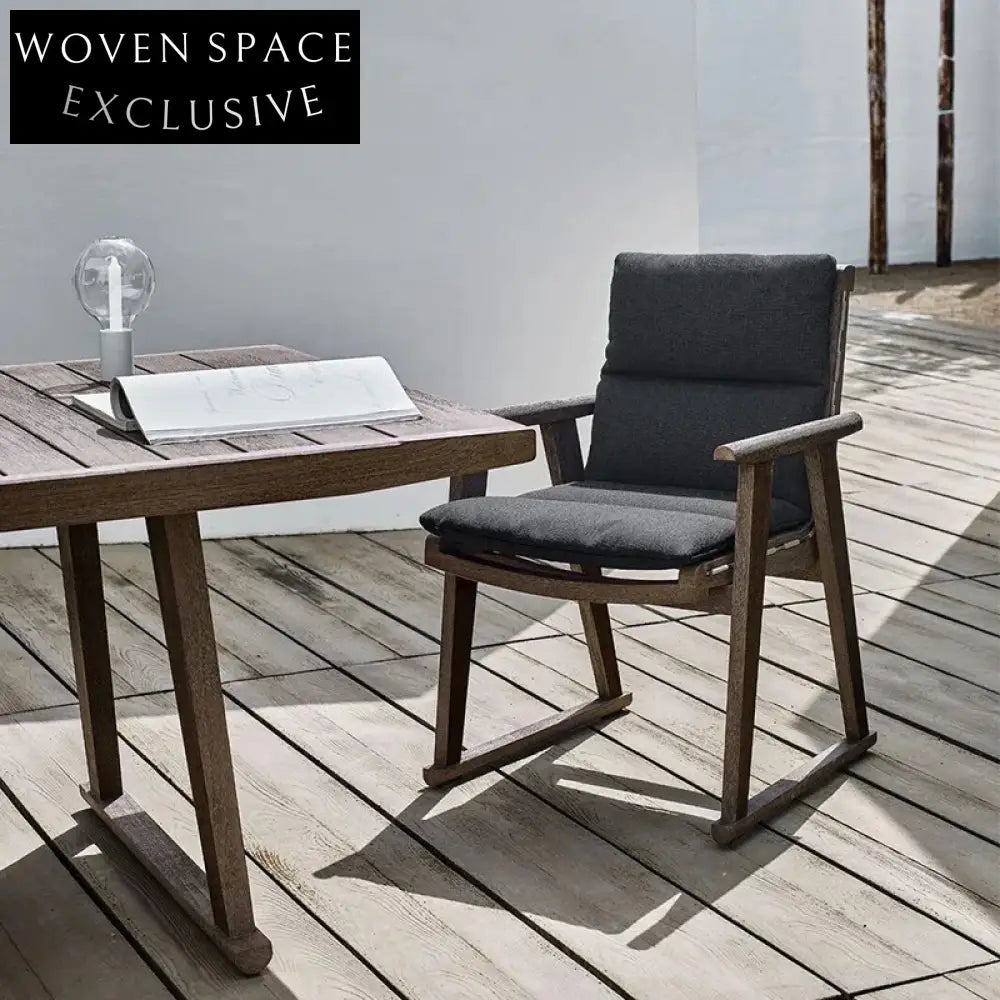 Luxurious Nordic Outdoor Teak Wood Two-Seat Patio Sofa Set with Cushions