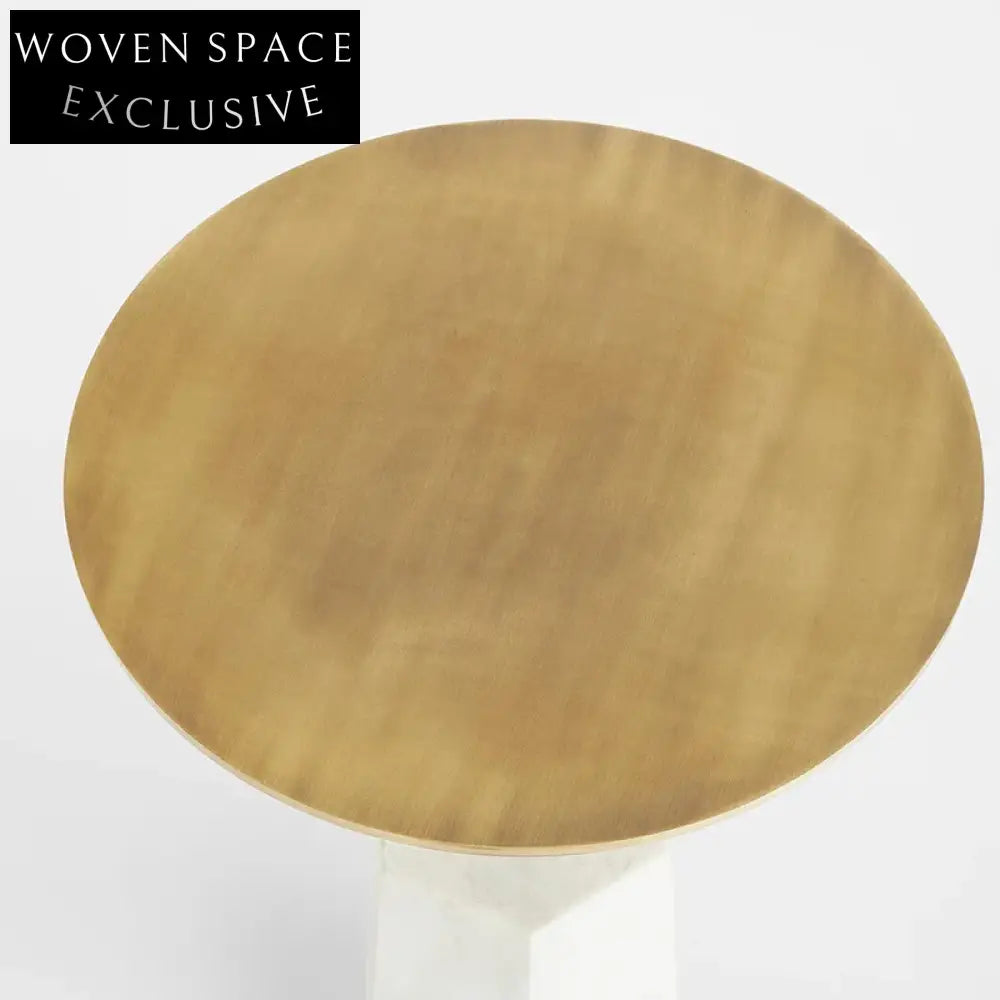 Luxurious Nordic Round Marble Coffee Table with Golden Stainless Steel Base