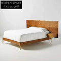 Luxurious Nordic Solid Oak King Bed Frame - Walnut Finish, Modern Bedroom Furniture