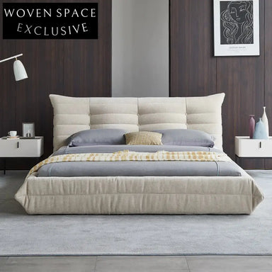 Luxurious Nordic Solid Wood Frame Upholstered Fabric Double Comfort Bed