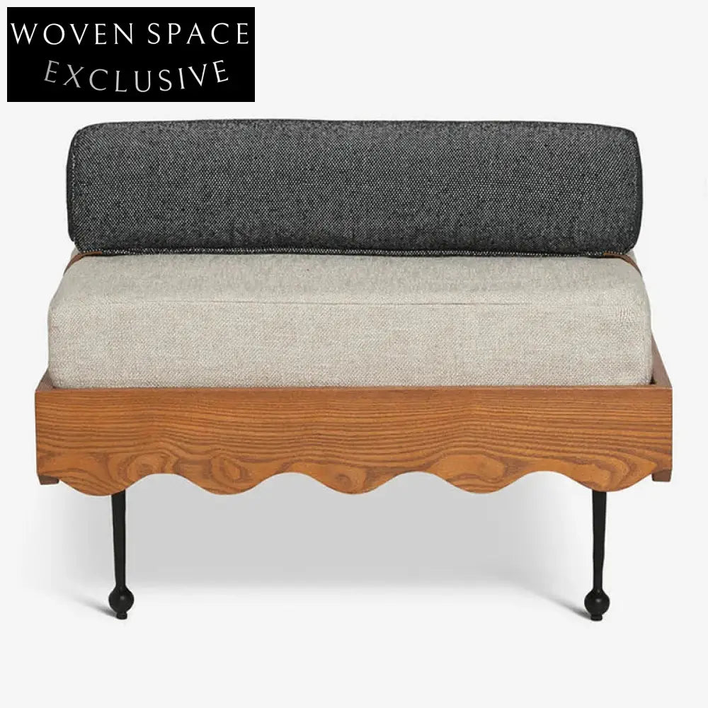 Luxurious Nordic Upholstered Fabric Bench with Stainless Steel Base, Plush Footstool
