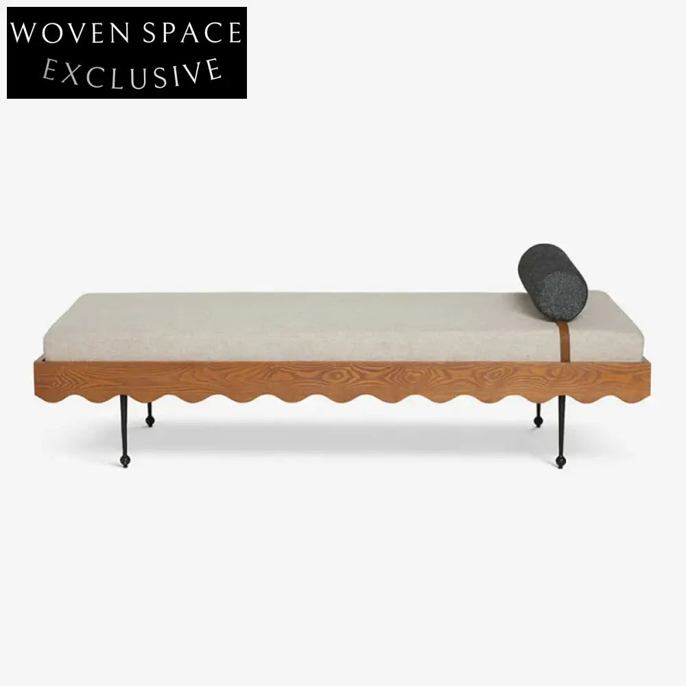 Luxurious Nordic Upholstered Fabric Bench with Stainless Steel Base, Plush Footstool