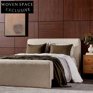 Luxurious Nordic Upholstered Queen Bed - Solid Wood, Fabric, Sponge Design