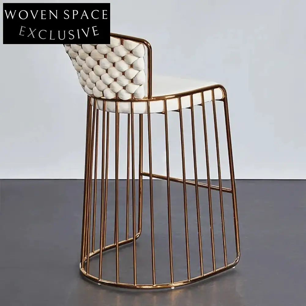 Luxurious Nordic Velvet Fabric Stainless Steel High-Back Kitchen Bar Stool