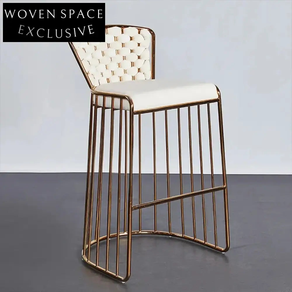 Luxurious Nordic Velvet Fabric Stainless Steel High-Back Kitchen Bar Stool