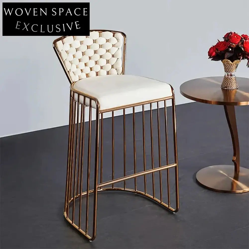 Luxurious Nordic Velvet Fabric Stainless Steel High-Back Kitchen Bar Stool