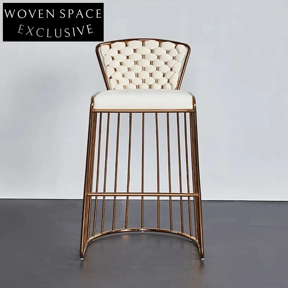 Luxurious Nordic Velvet Fabric Stainless Steel High-Back Kitchen Bar Stool