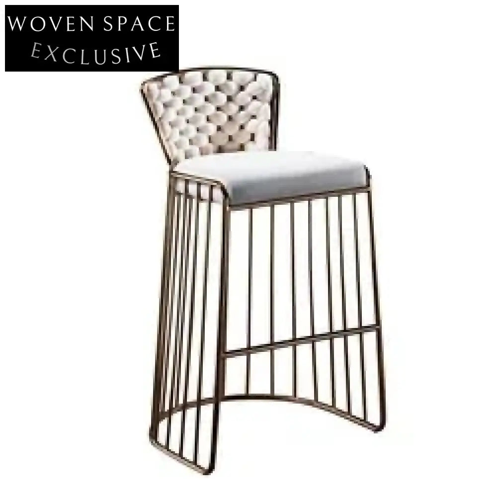 Luxurious Nordic Velvet Fabric Stainless Steel High-Back Kitchen Bar Stool