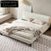 Luxurious Nordic White Fabric King Bed with Wooden Legs, Modern Design