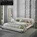 Luxurious Nordic White Fabric King Bed with Wooden Legs, Modern Design