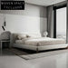 Luxurious Nordic White Fabric King Bed with Wooden Legs, Modern Design