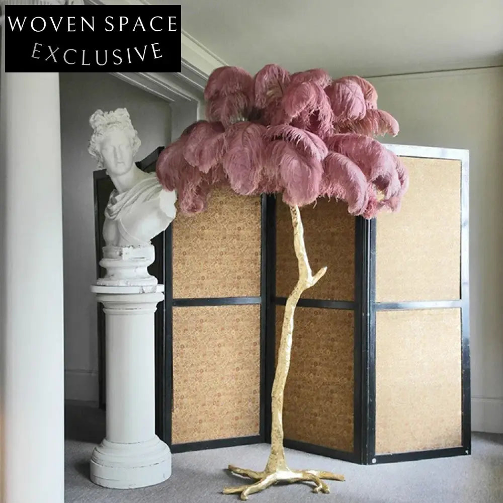Luxurious Ostrich Feather Floor Lamp, Modern Nordic Design, Elegant Standing Light