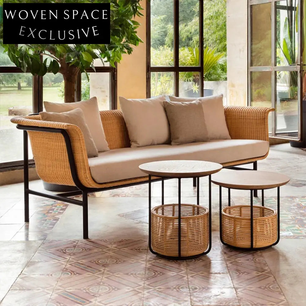 Luxurious Outdoor Rattan Wicker Sofa Set - All-Weather Patio Lounge Furniture